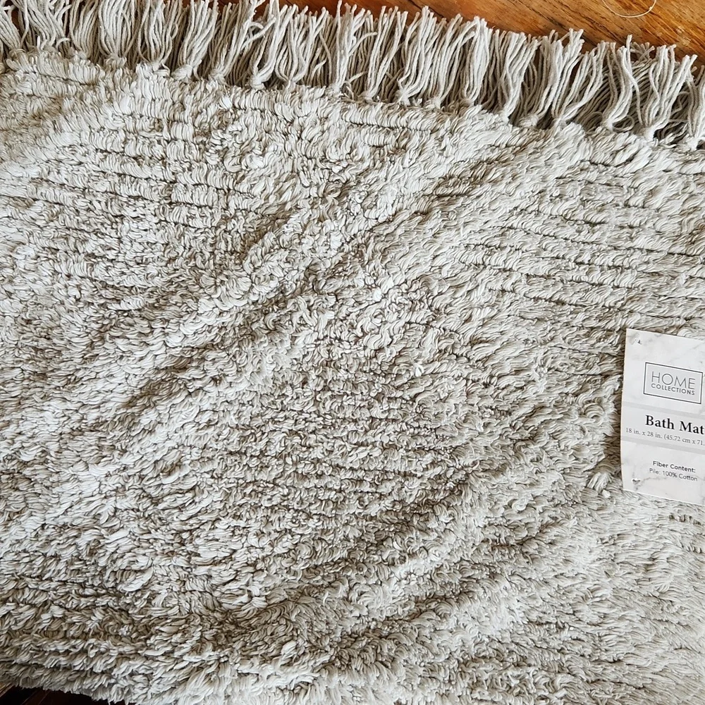 Boho Bath Mat Rug with Tassels Gray Cotton‎